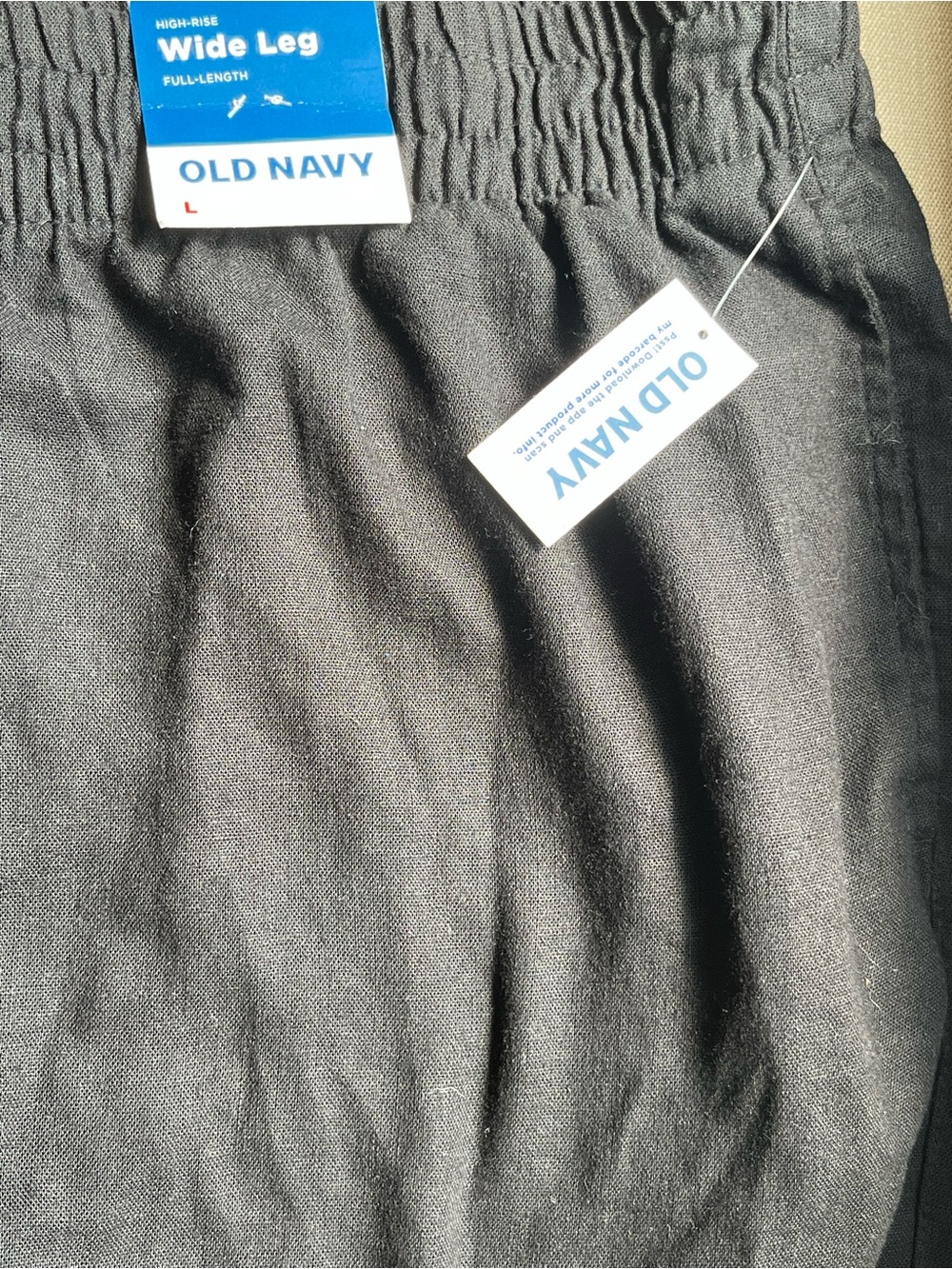 NWT Linen Blend High Rise Wide Leg Pants Comfort Waistband Women’s Large Black - Picture 11 of 12